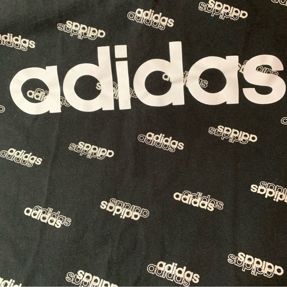 adidas Black Crewneck Logo Tee with Subtle Tag Print
